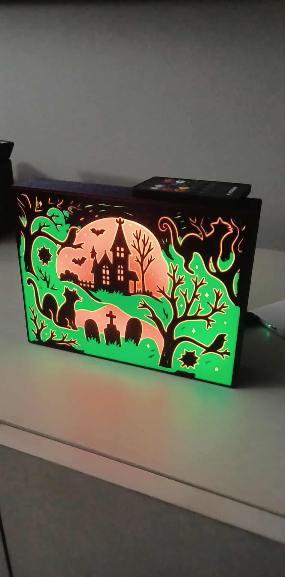 Halloween Scene LED light box – custom 3D printed – Lit Layer Creations
